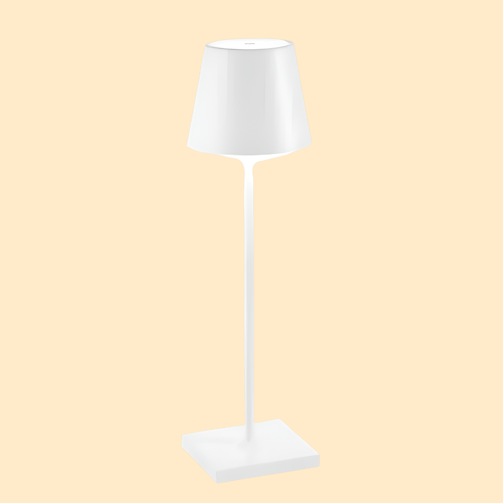 Modern rechargeable wireless LED table lamp. Cordless desk light for home decor & ambient lighting.