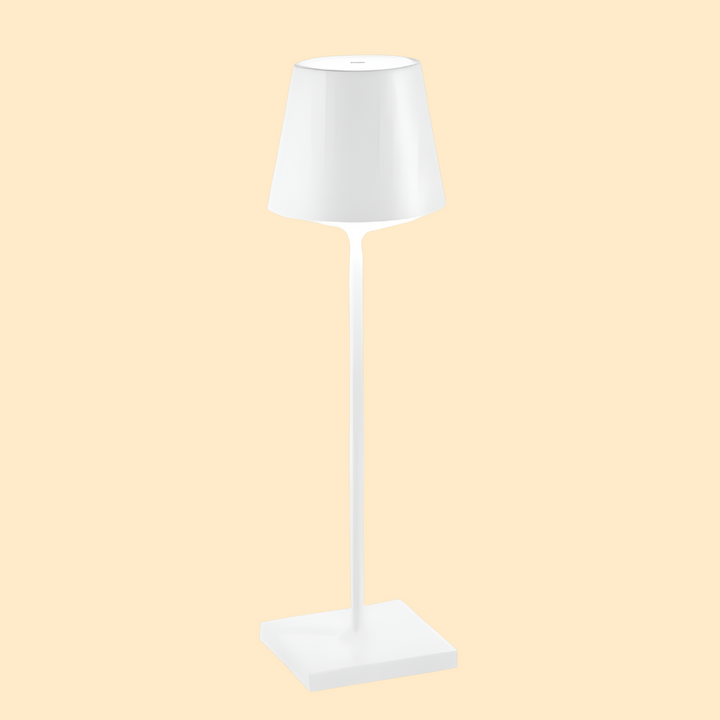 Modern rechargeable wireless LED table lamp. Cordless desk light for home decor & ambient lighting.