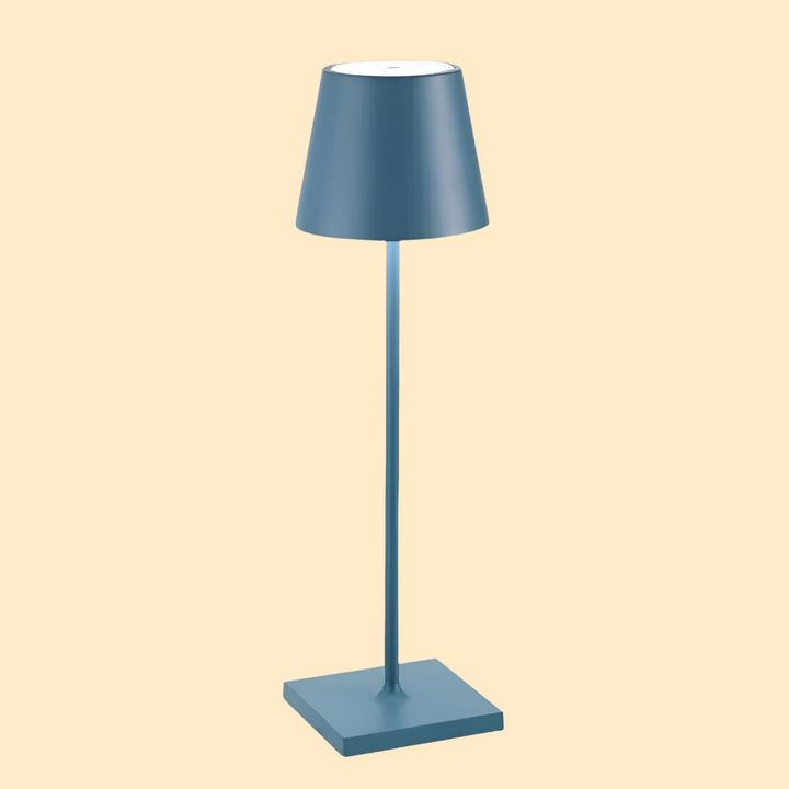 Energy-efficient rechargeable LED table lamp. Modern wireless design for sustainable, portable lighting.
