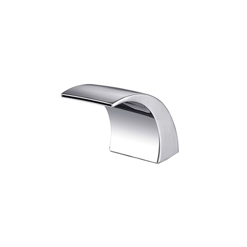 Modern Roman bathtub faucet with elegant waterfall spout and polished chrome finish, deck mount.