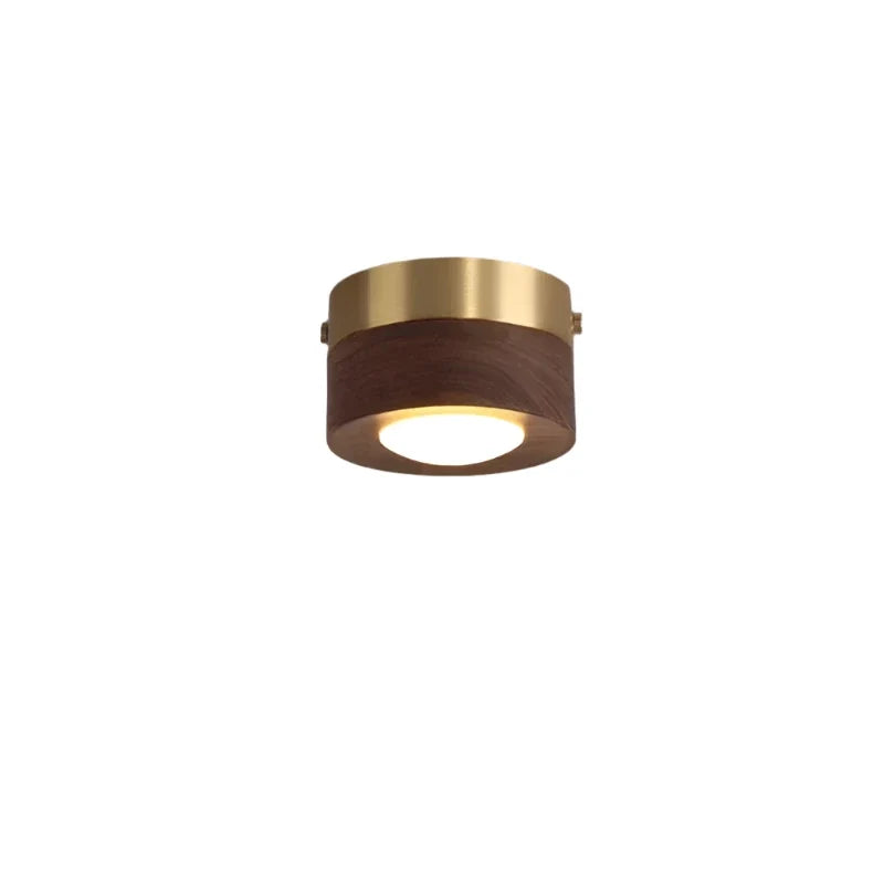 Elegant LED ceiling light, minimalist round wooden design. Walnut finish adds warmth to modern decor.