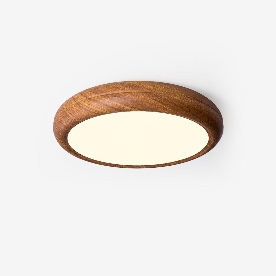 Dimmable LED round flush mount, modern ceiling light, enhances home decor.