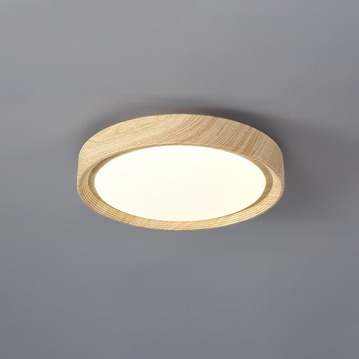 Dimmable modern round LED flush mount, ideal for various room settings.