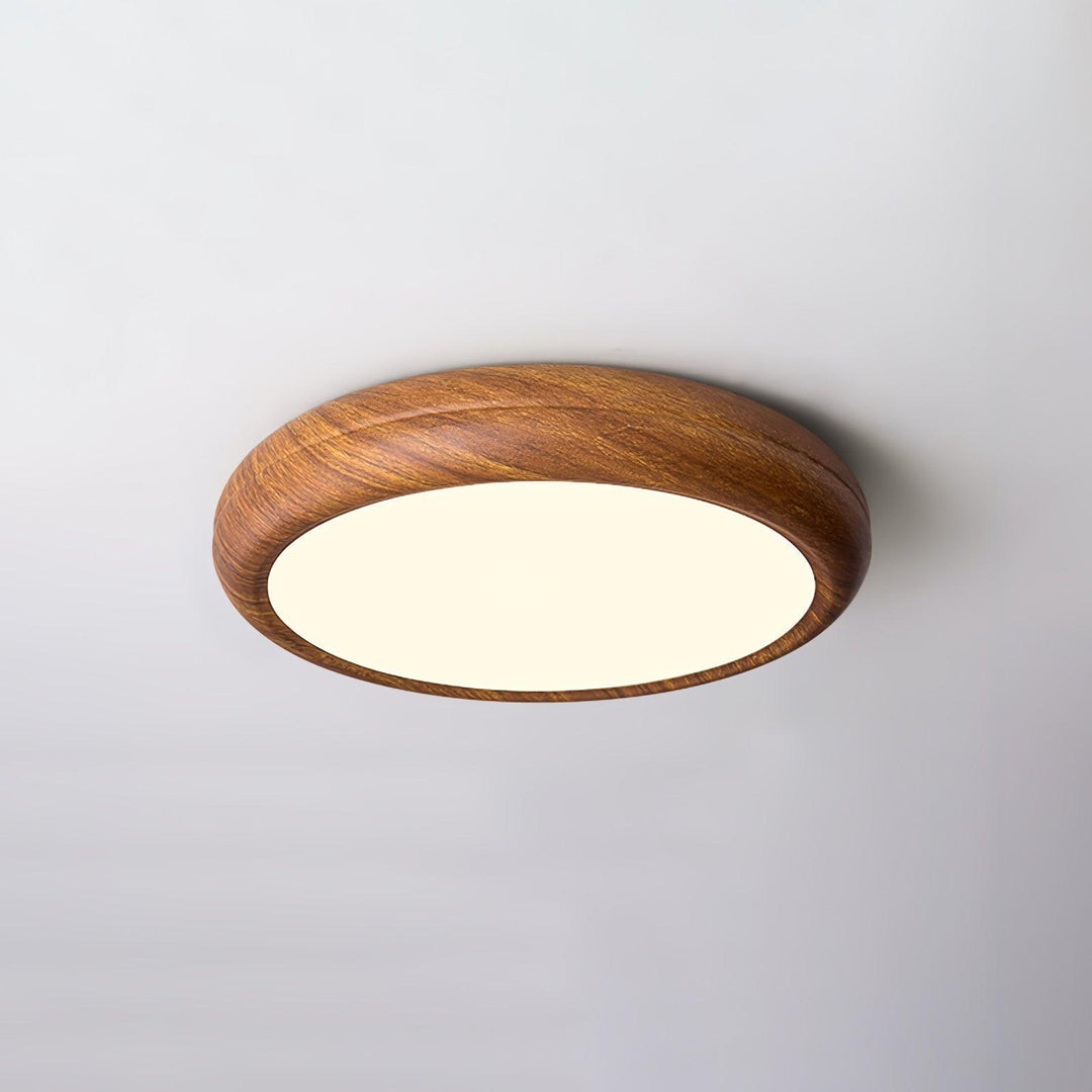 Stylish LED round flush mount, modern design, complements contemporary homes.