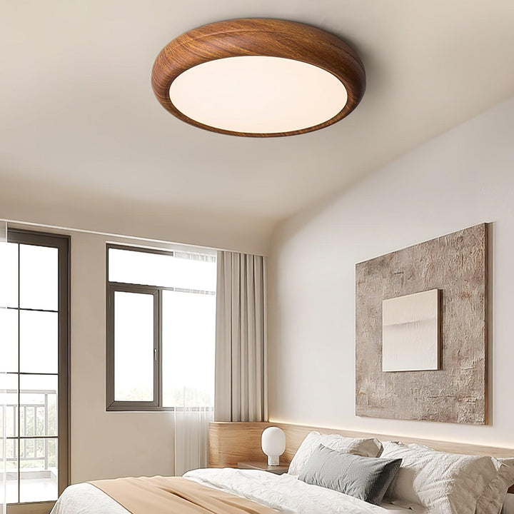 Dimmable modern round LED flush mount ceiling fixture, great for ambient light.