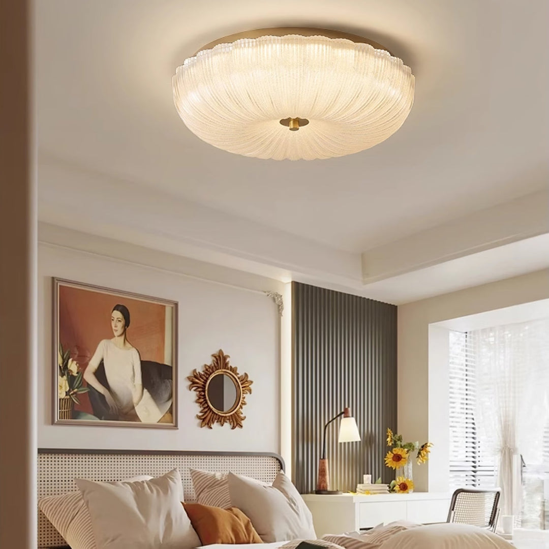 Adjustable brightness round LED flush mount ceiling light, modern style, ideal for home illumination.