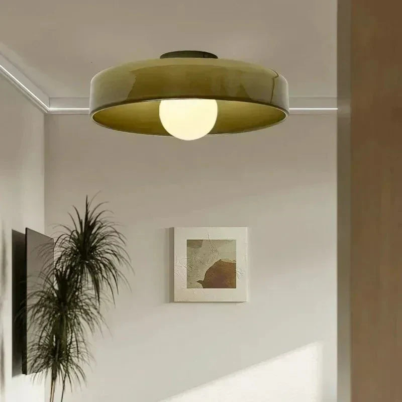 Modern Scandinavian glass ceiling lamp, elegant interior lighting fixture for sophisticated home decor.
