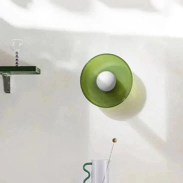 Scandinavian glass ceiling lamp, modern and elegant, provides atmospheric indoor lighting for sophisticated decor.