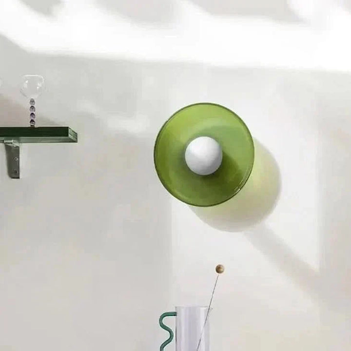 Scandinavian glass ceiling lamp, modern and elegant, provides atmospheric indoor lighting for sophisticated decor.