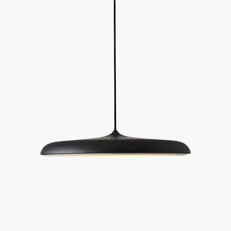 White LED pendant lamp, minimalist Scandinavian, ideal for sleek interior decor.