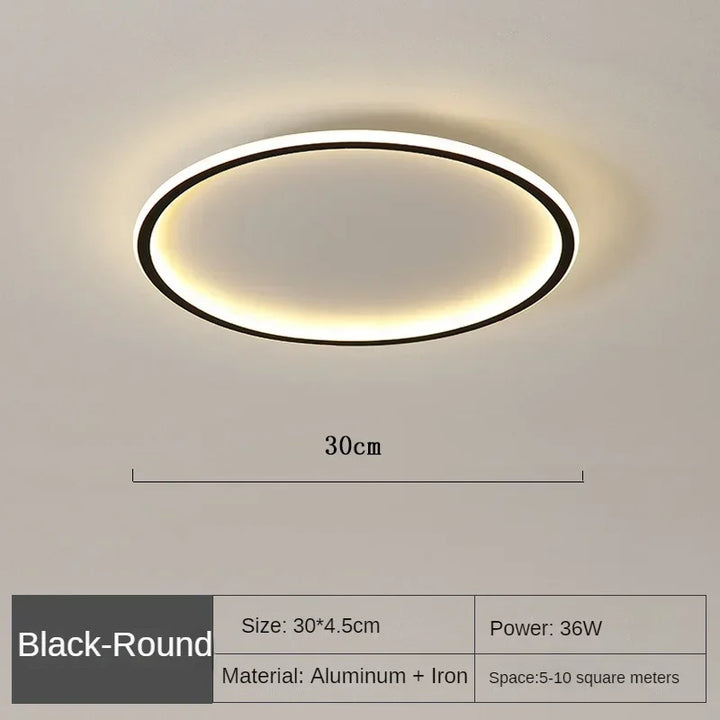 Simple yet elegant modern LED ceiling light, round Scandinavian design fitting any home decor.