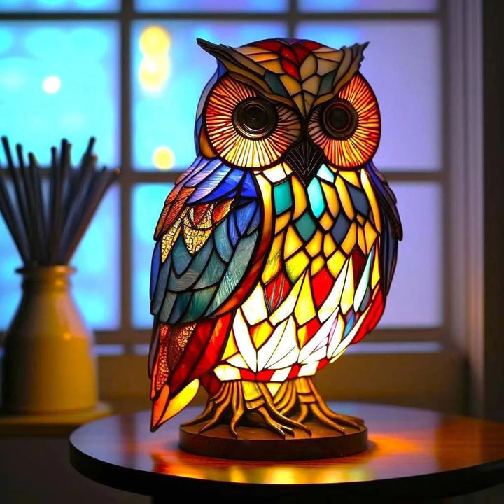 Modern sculptural LED table lamp on a living room side table, enhancing contemporary decor.