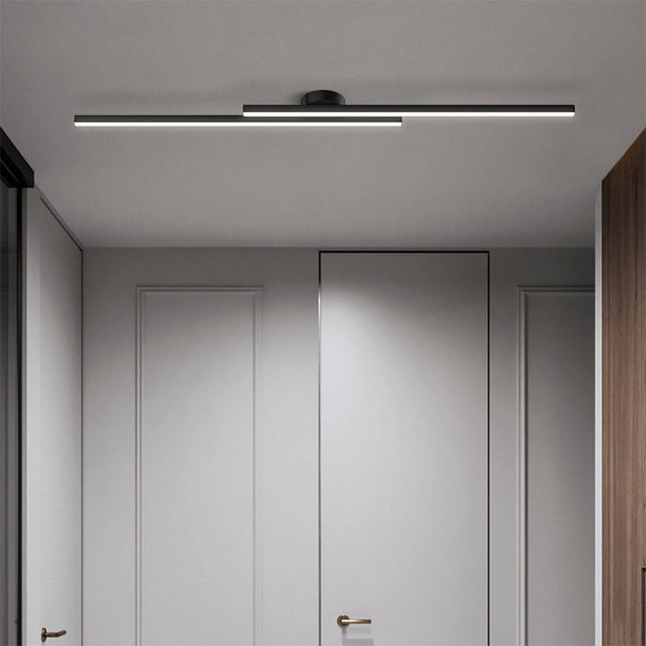 Energy-efficient modern LED semi-flush ceiling light, perfect for hallways.