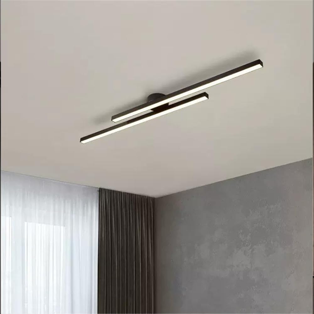Sleek dimmable LED semi-flush ceiling lamp, modern design for interior home lighting.