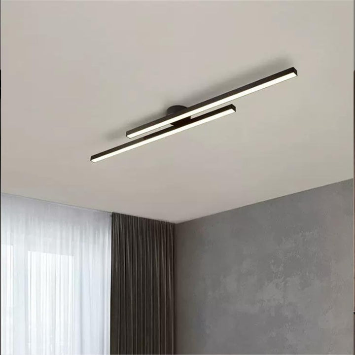 Sleek dimmable LED semi-flush ceiling lamp, modern design for interior home lighting.