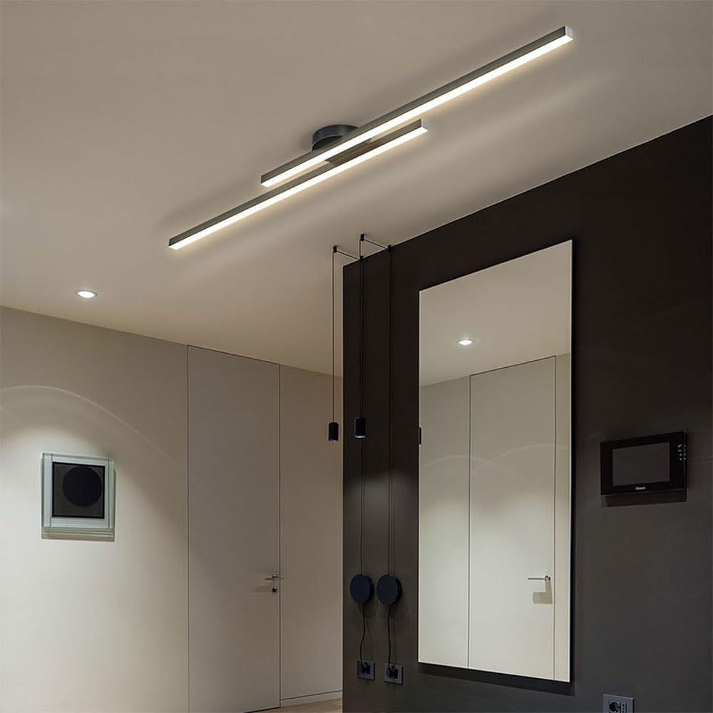 Contemporary modern LED semi-flush ceiling light, sleek design home decor.