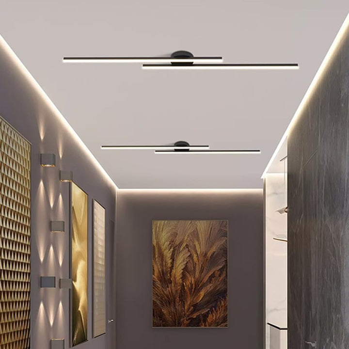 Adjustable brightness LED semi-flush light, contemporary interior lighting solution.