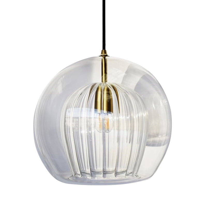 Modern sphere pendant light, single head hanging fixture. Ideal for kitchen, dining room, or entryway.