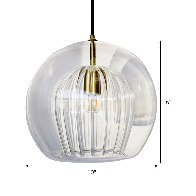 Stylish modern sphere pendant light. Contemporary ceiling light enhances home decor in dining or living areas.