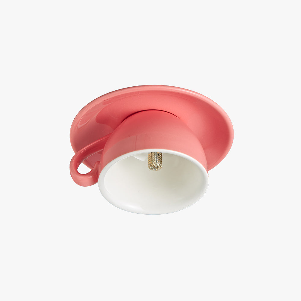 Modern Teacup Flush Mount Ceiling Light, perfect for decorative home lighting in a living room.