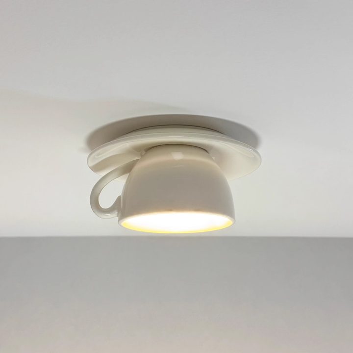 Creative Teacup Flush Mount Lamp, a decorative and colorful ceiling light for modern home decor.