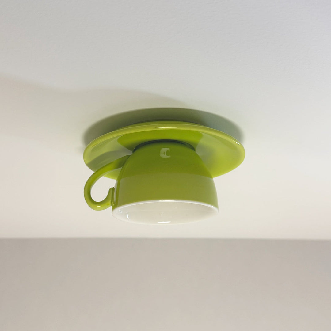 Stylish Teacup Flush Mount Light, a colorful and decorative ceiling lamp for contemporary home decor.