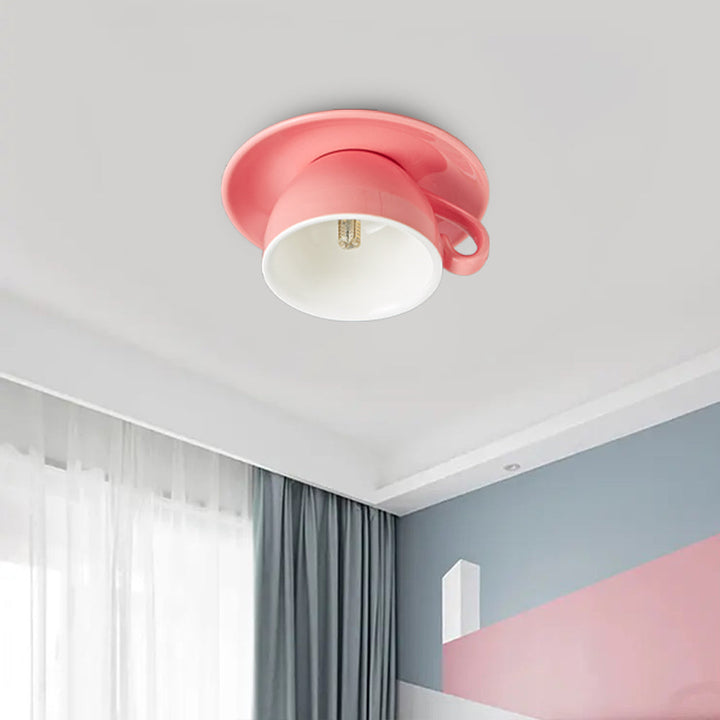 Sleek Teacup Flush Mount Lamp, ideal for modern lighting and adding a compact touch to your home.