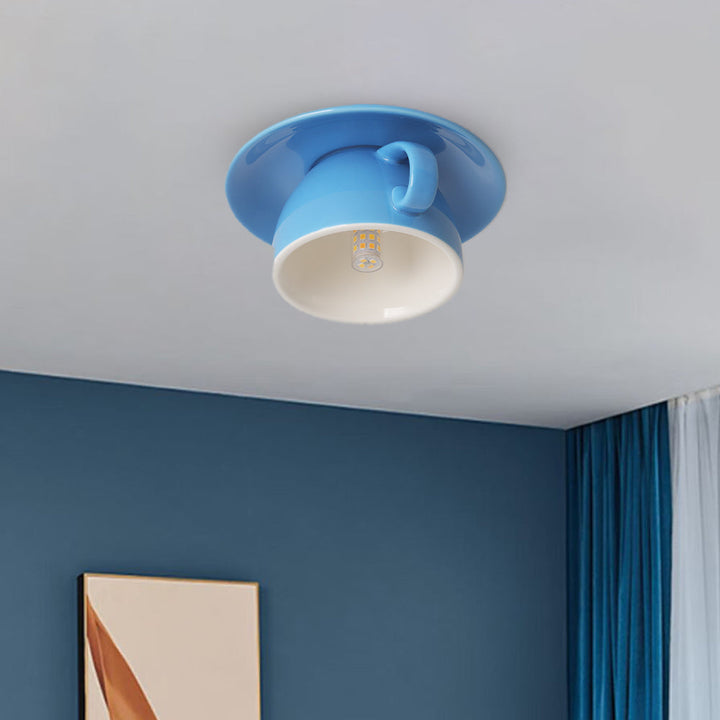 Vibrant Teacup Flush Mount Ceiling Light, bringing colorful modern lighting to your home space.