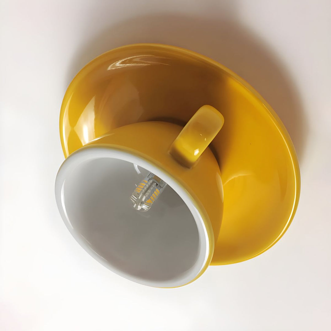 Chic Teacup Flush Mount Ceiling Light, perfect decorative lighting for a modern living room.