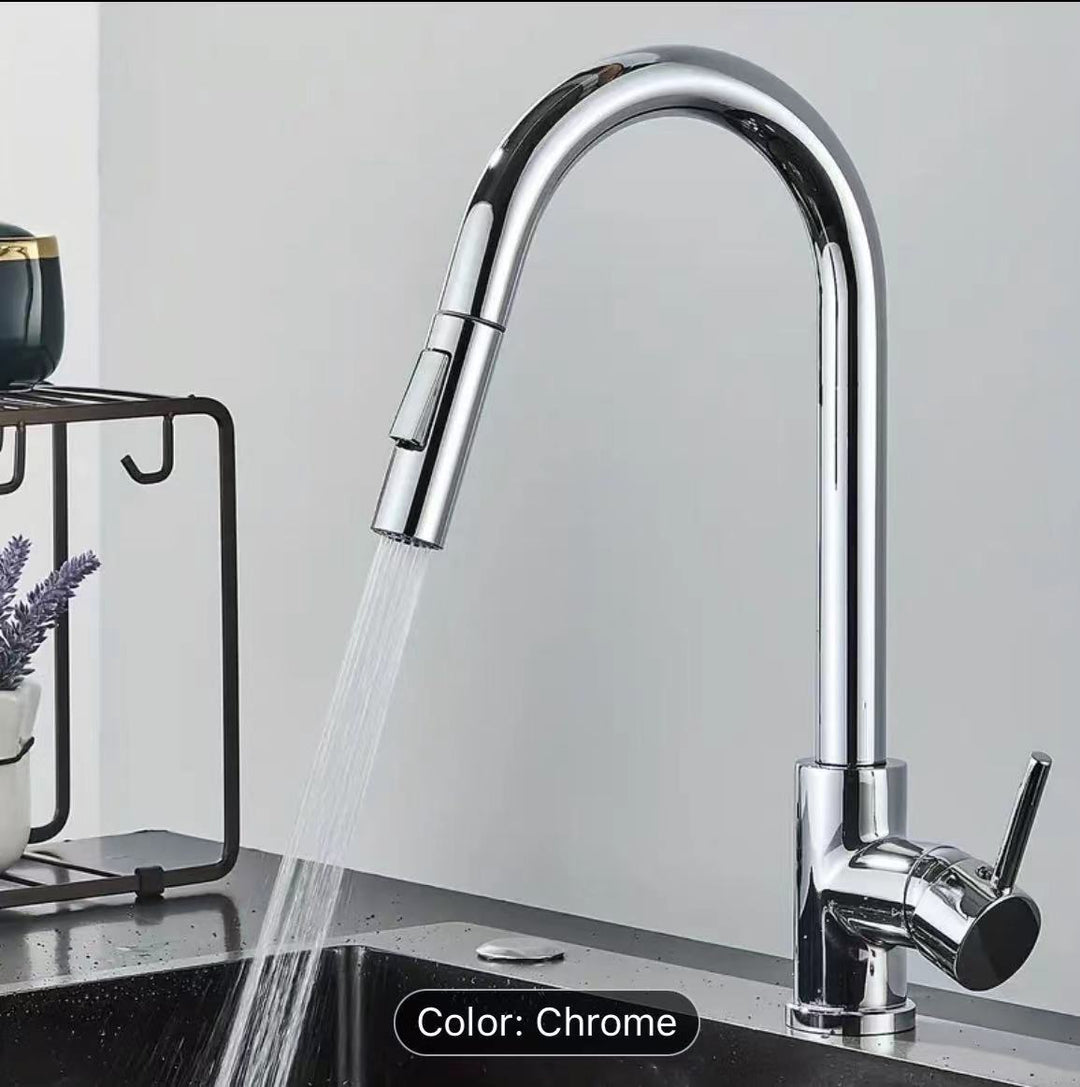 Smart home touchless kitchen faucet with motion sensor for hygienic, hands-free use. Deck mounted design.