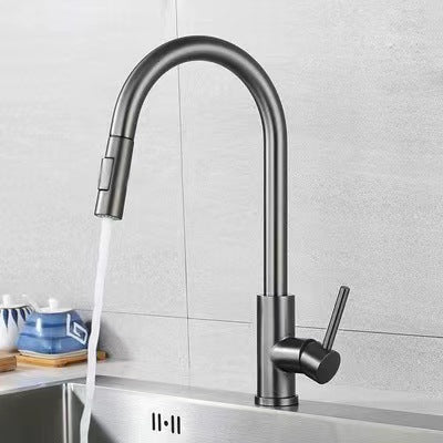 Sleek chrome touchless kitchen faucet with motion sensor, perfect for a modern, hygienic kitchen.