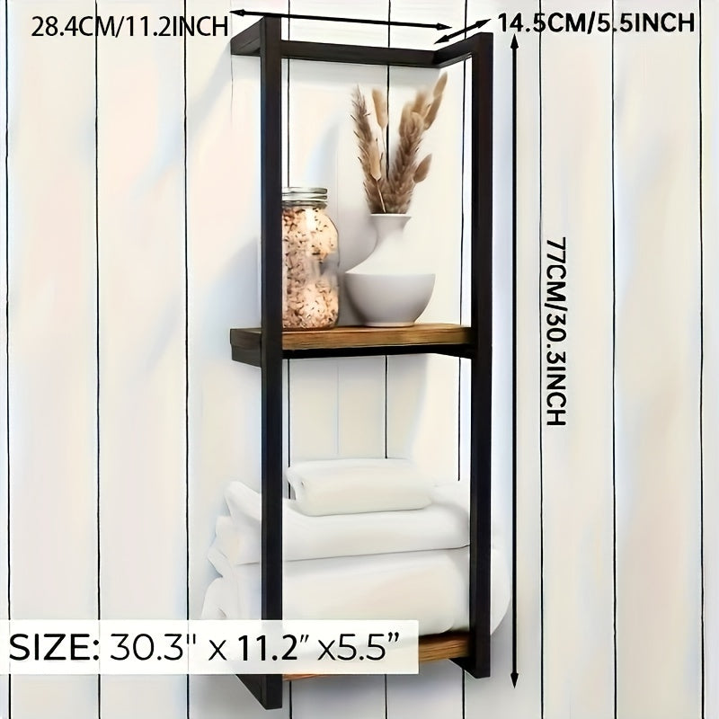 Organize your bathroom with this space-saving two-tier towel rack, perfect for towels and accessories.