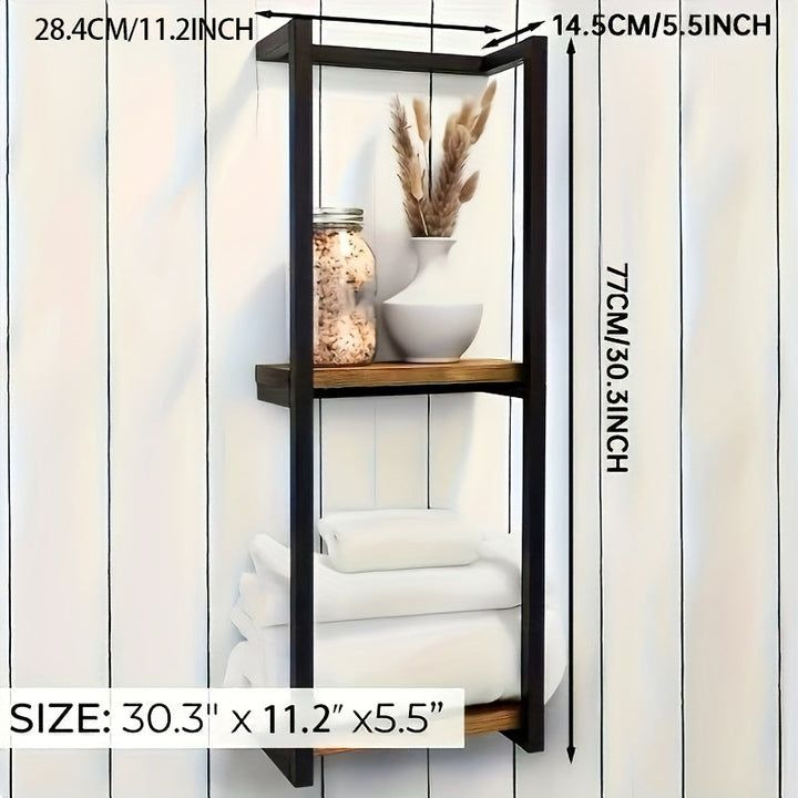Organize your bathroom with this space-saving two-tier towel rack, perfect for towels and accessories.