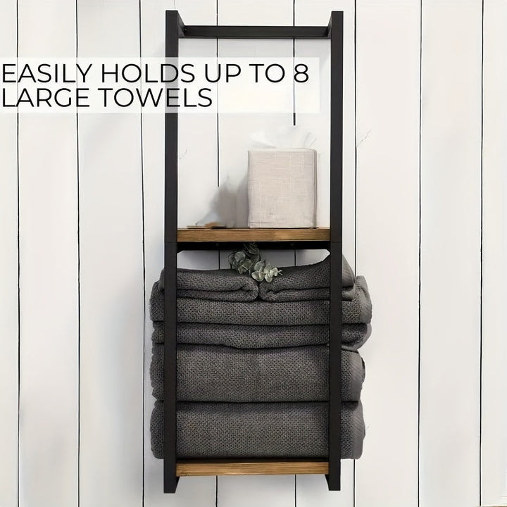Achieve a tidy bathroom with this modern two-tier wall-mounted towel rack, enhancing storage.