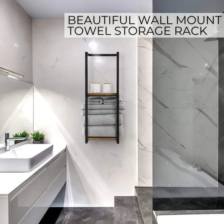 Efficient space-saving stainless steel two-tier towel rack for wall mounting, optimizing bathroom storage.