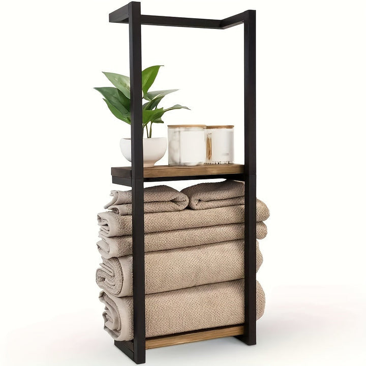 Home organization solution: a two-tier wall-mounted towel rack, a space saver for modern bathrooms.