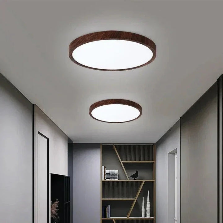 Bright ambient LED circular ceiling light, energy-efficient and ultrathin for modern home illumination.