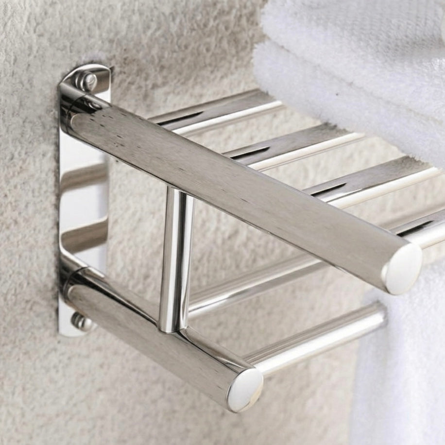 Bathroom storage solution: Modern wall-mounted 5-hook towel organizer for towels and bath accessories.
