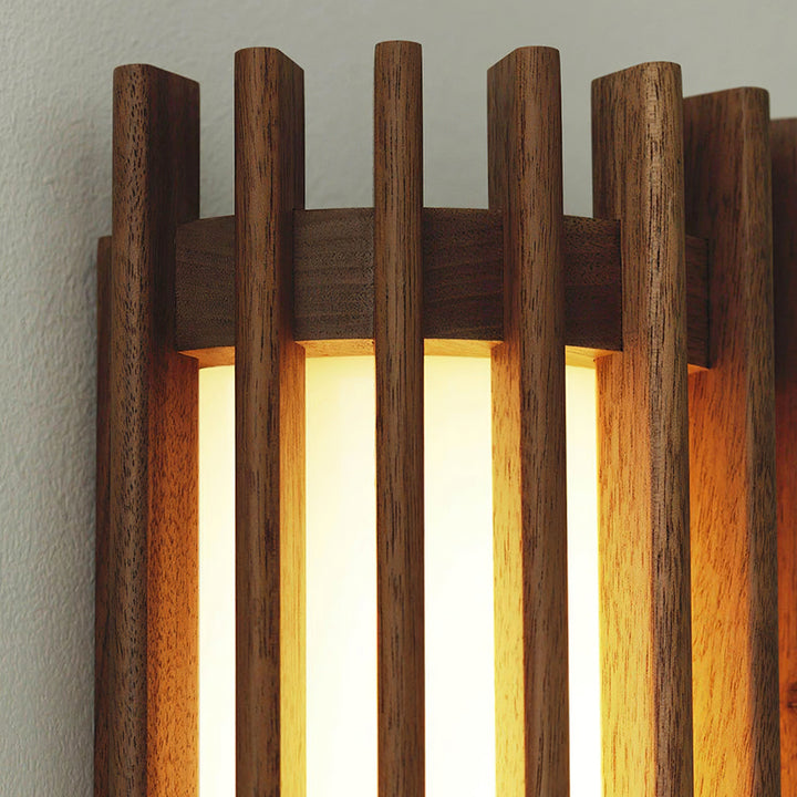 Contemporary wood wall light, sleek design, perfect for modern interiors.