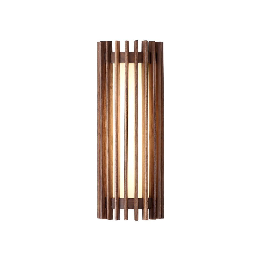 Modern indoor wall lamp, walnut wood & acrylic diffuser, gentle LED light.