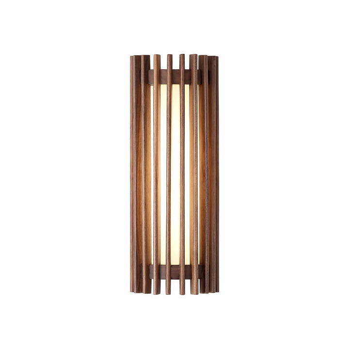 Modern indoor wall lamp, walnut wood & acrylic diffuser, gentle LED light.