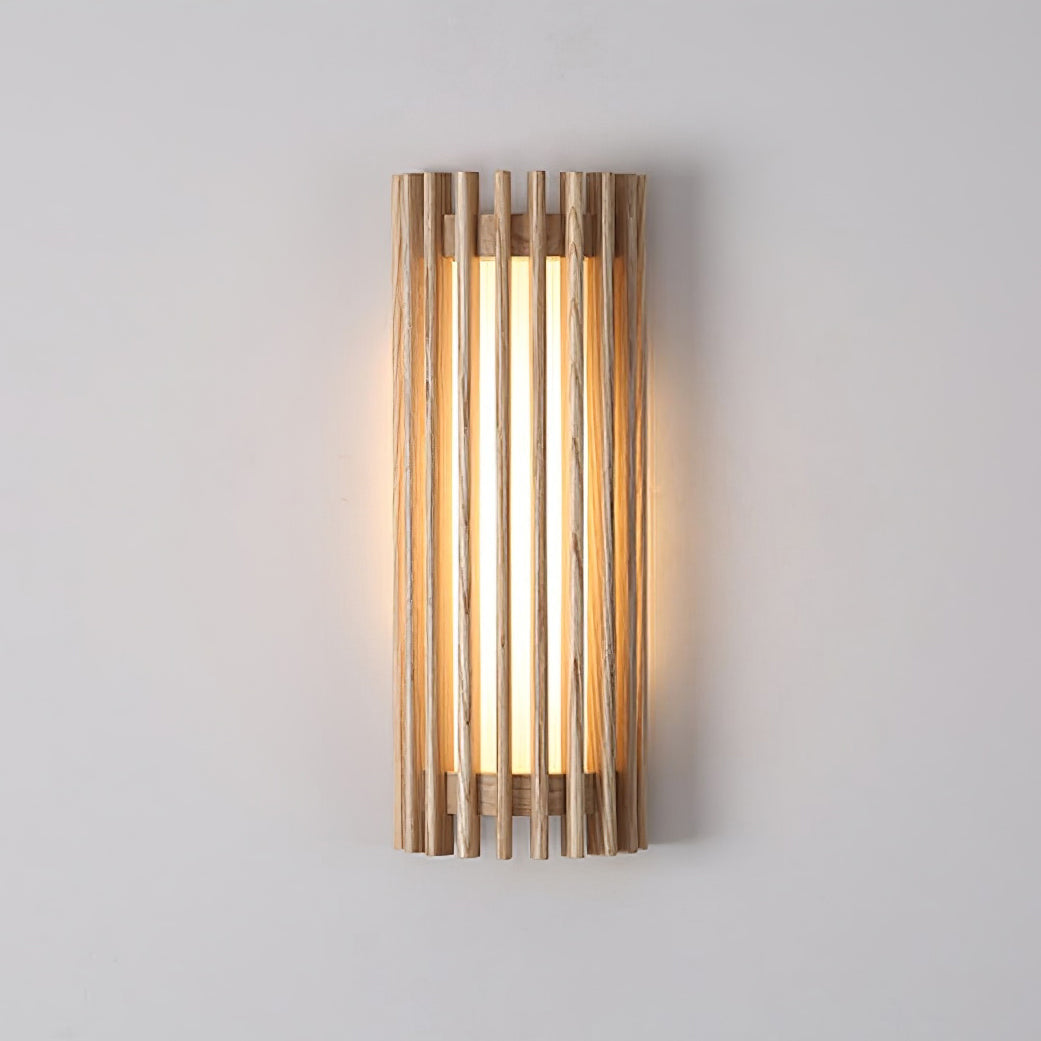 Indoor LED wall lamp, modern walnut wood, soft light for home accents.