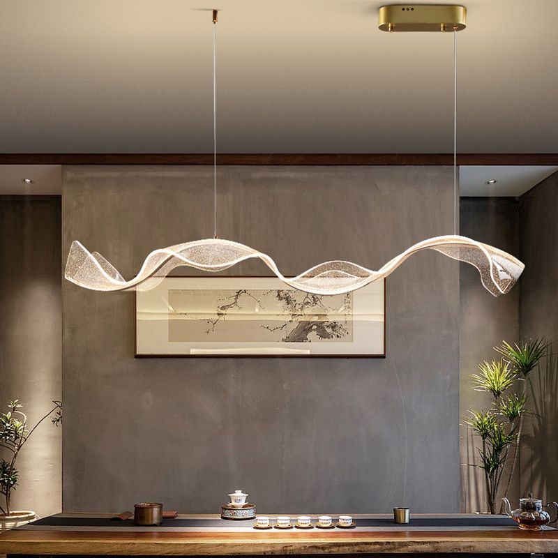 Contemporary Wave LED pendant, perfect for modern living rooms, dining areas, or kitchen islands.
