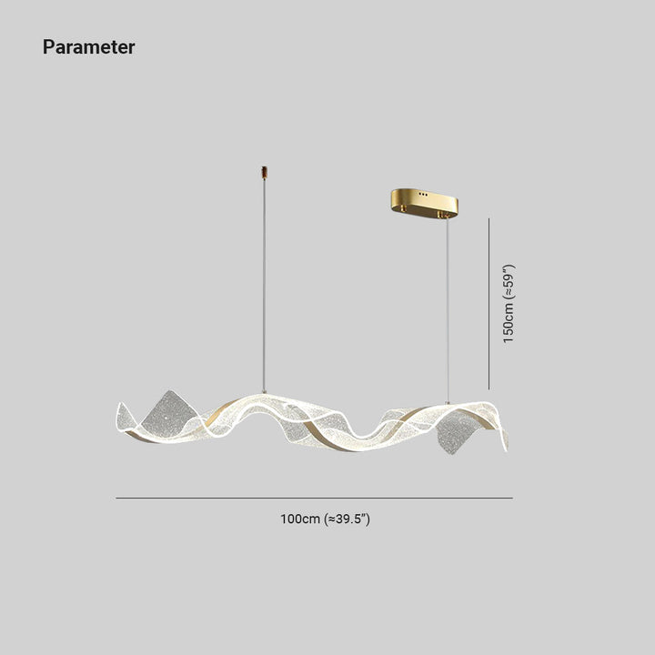 Dimmable LED Wave pendant light, energy-efficient and creating ambient white lighting for homes.