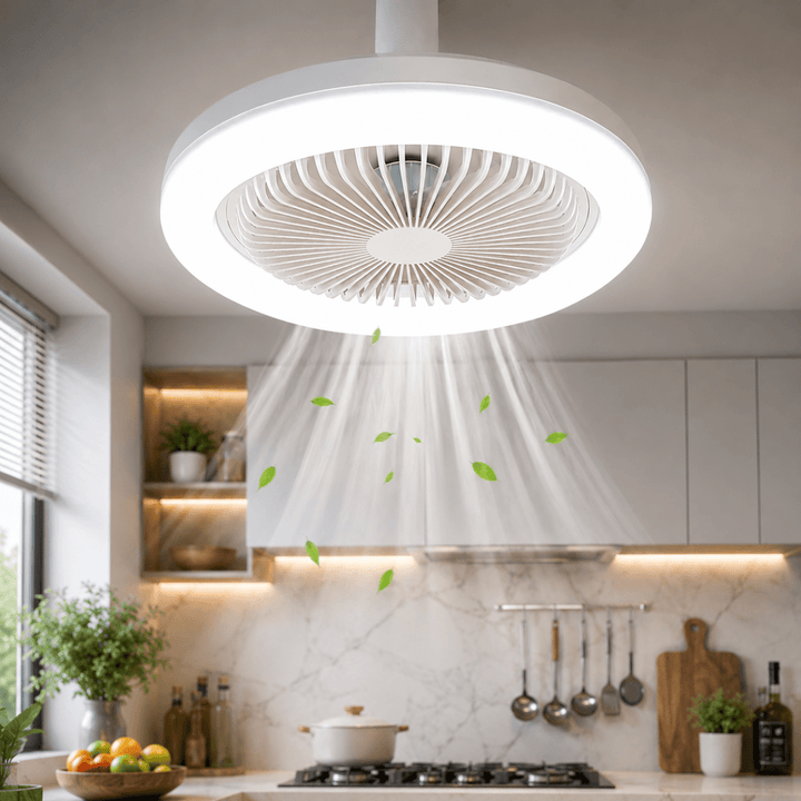 Energy-efficient LED ceiling fan with bright integrated light, perfect for modern home interiors.