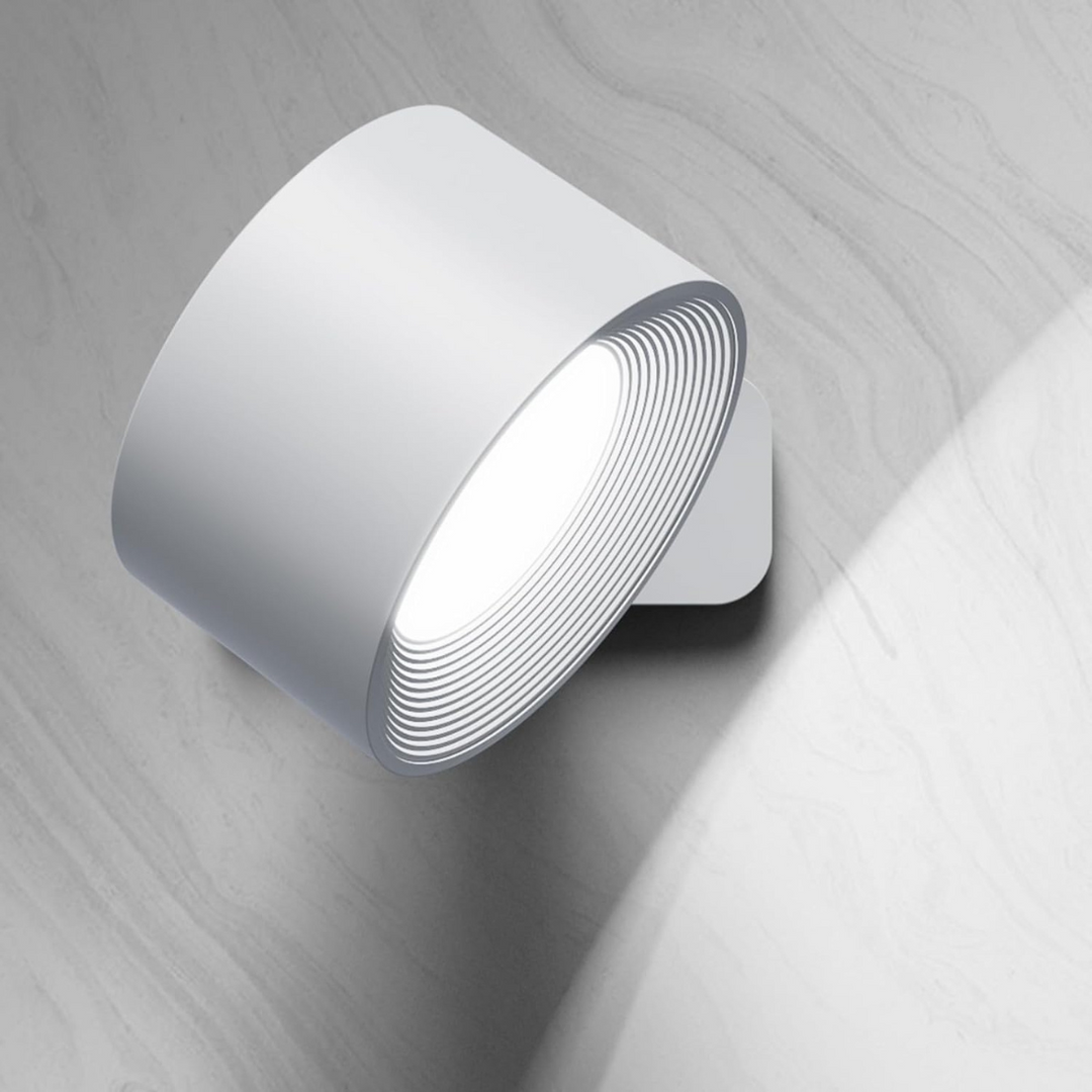 Versatile wireless LED wall lamp, magnetic, rotating, touch control for modern accent lighting.