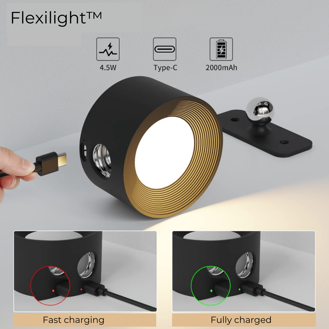 Compact wireless LED wall light, modern, 360° rotating, touch controlled for versatile accent lighting.