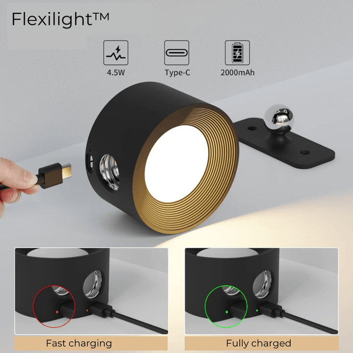 Compact wireless LED wall light, modern, 360° rotating, touch controlled for versatile accent lighting.