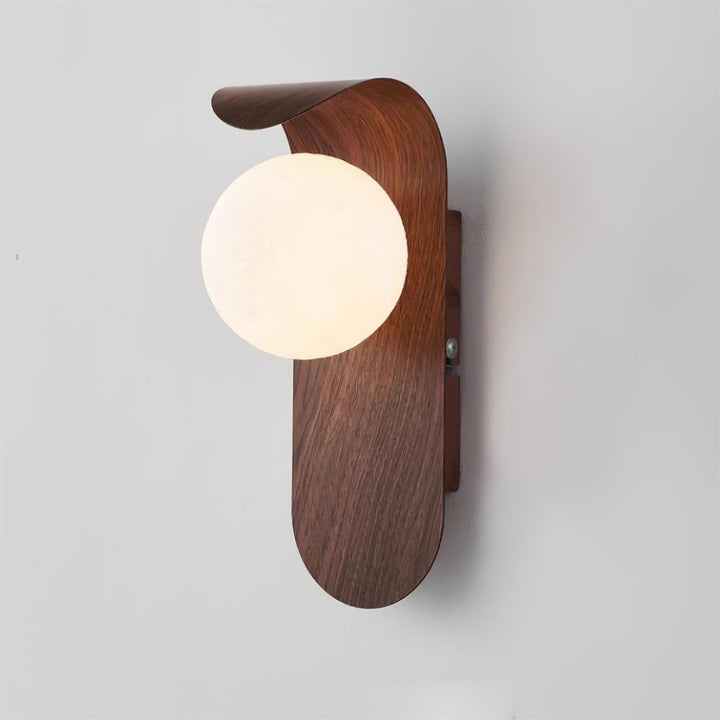 Interior wood effect LED wall light, opal glass diffuser, provides soft, even light.