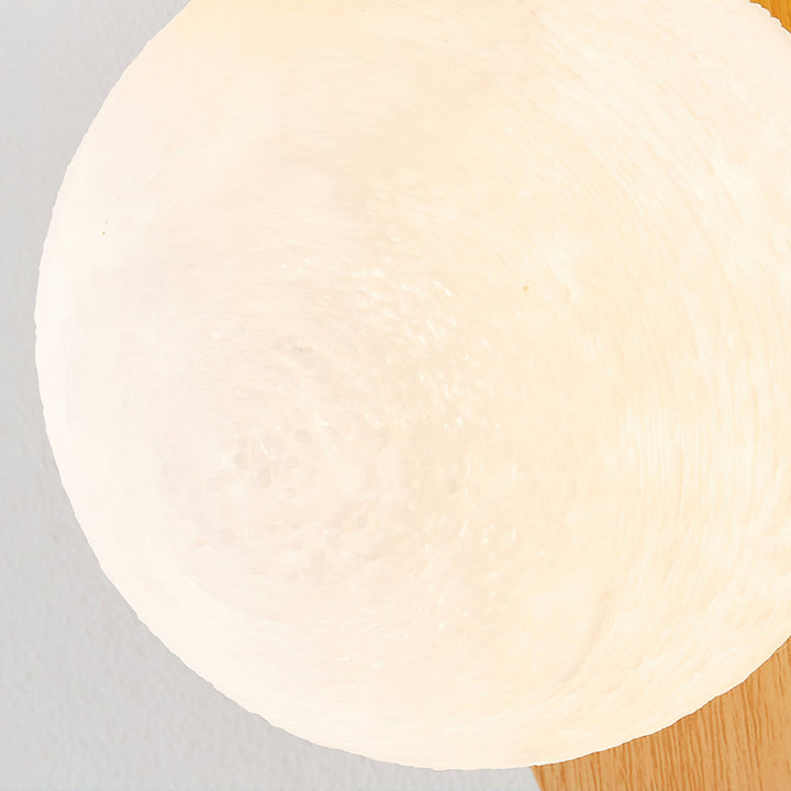 Decorative wood effect LED wall light with an opal glass globe, easy to install indoors.